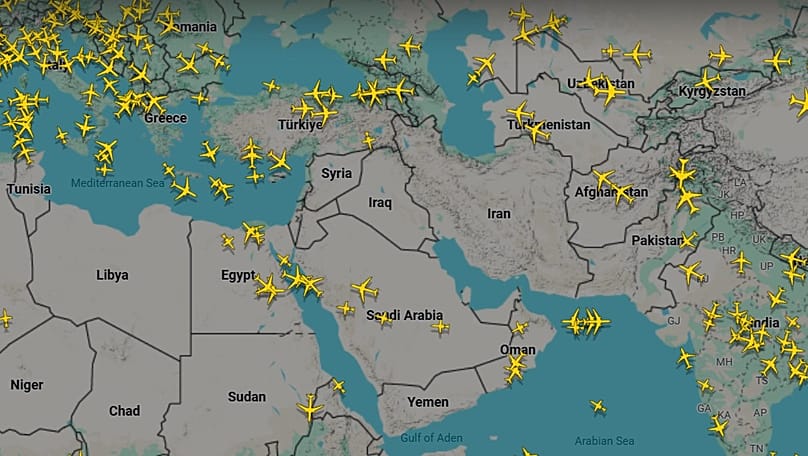 The air corridor over Iraq on Sunday 1 March.