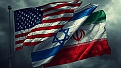 أعلام الولايات المتحدة وإسرائيل وإيران