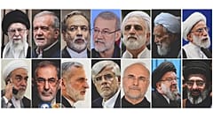 Bu kolajda İran İslam Cumhuriyeti'nin en etkili dini ve siyasi liderleri görülüyor.