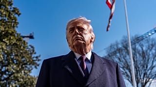 President Donald Trump speaks to reporters before departing on Marine One from the South Lawn of the White House, Friday, Feb. 27, 2026, 