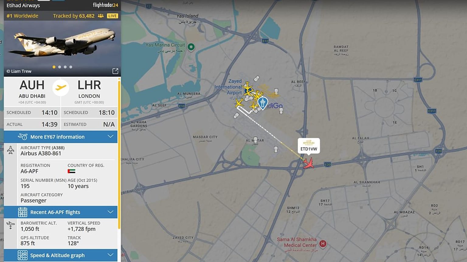 The first flight from Abu Dhabi since Iran attacks began has taken off