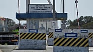 Force Protection personnel stop a vehicle at the main gate of the RAF Akrotiri air base near Limassol, 2 March, 2026
