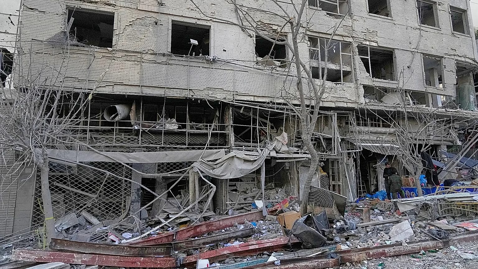 A building in ruins after a strike on a police station in Tehran, 2 March, 2026