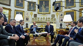President Donald Trump meets with German Chancellor Friedrich Merz in the Oval Office at the White House, Tuesday, March 3, 2026