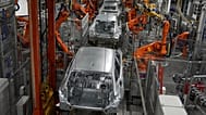 Robot at work on a BMW assembly line in Munich, Germany.