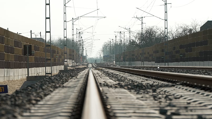 Az új sínek Dunaharasztinál