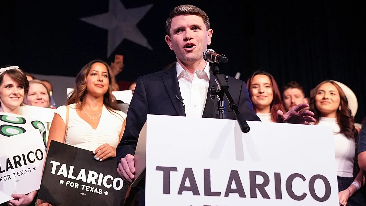 Texas state Representative James Talarico wins the Democratic primary for Senate, March 3, 2026, in Austin.