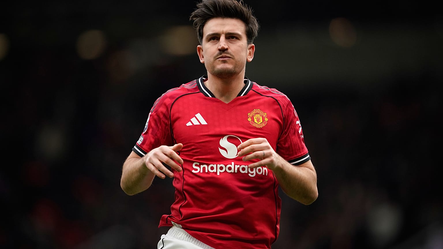 Harry Maguire, joueur de Manchester United, lors d'un match de la Coupe de la Ligue anglaise en février 2026