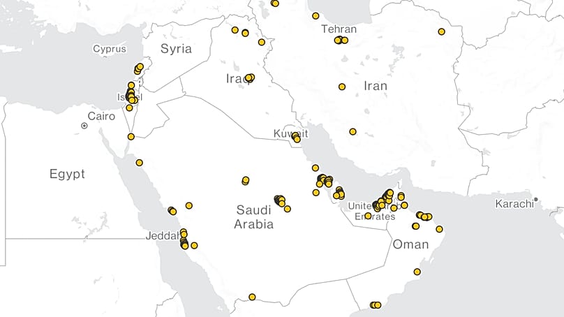 Nagyobb adatközpontok a Közel-Keleten