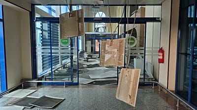 Damage seen at the Nakhchivan international airport after Iranian drone strike, in Nakhchivan, 5 March 2026