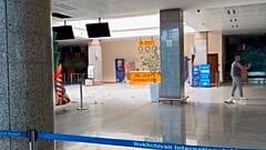 La frappe iranienne a engendré d'importants dégats à l'aéroport de Nakhchivan.