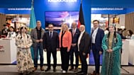 Representatives of Kazakhstan and Germany at the Kazakhstan pavilion during ITB Berlin