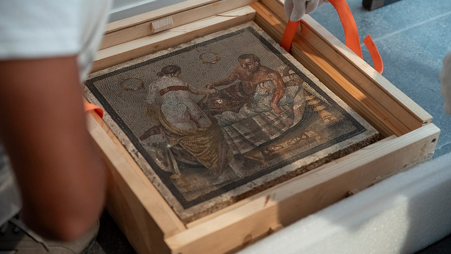 Mosaico riportato al museo di Pompei