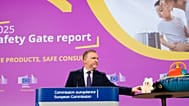 Michael McGrath, comissário europeu para a Proteção dos Consumidores, na apresentação do Relatório Safety Gate 2025