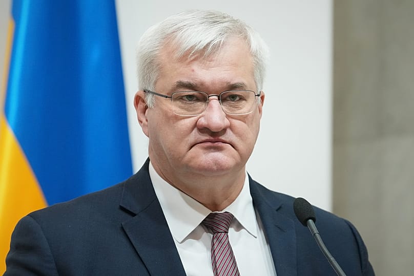 Ukraines Außenminister Andrii Sybiha bei einer Pressekonferenz in Kyjiw, Ukraine, 6. Februar 2026