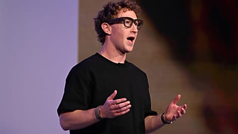 Meta CEO Mark Zuckerberg wears artificial intelligence-powered smart glasses as he speaks during the company's Connect developer conference Wednesday, Sept. 17 2025. 