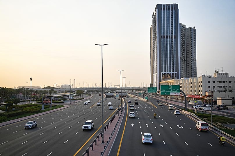 Light traffic moves along a main road in Dubai, United Arab Emirates, Tuesday, March 3, 2026