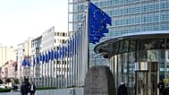 European Union flags flap in the wind outside EU headquarters in Brussels, Thursday, March 5, 2026. (AP Photo/Virginia Mayo)