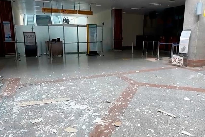 Damage at Nakhchivan International Airport after what Azerbaijan said was an Iranian drone strike