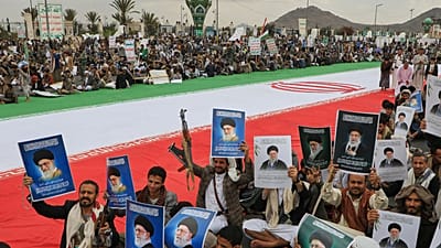 حامیان حوثی‌ها در ۶ مارس ۲۰۲۶ در صنعا، پایتخت یمن