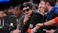 Timothée Chalamet in der zweiten Halbzeit eines NBA-Spiels der New York Knicks gegen die Portland Trail Blazers am 30. Januar 2026.