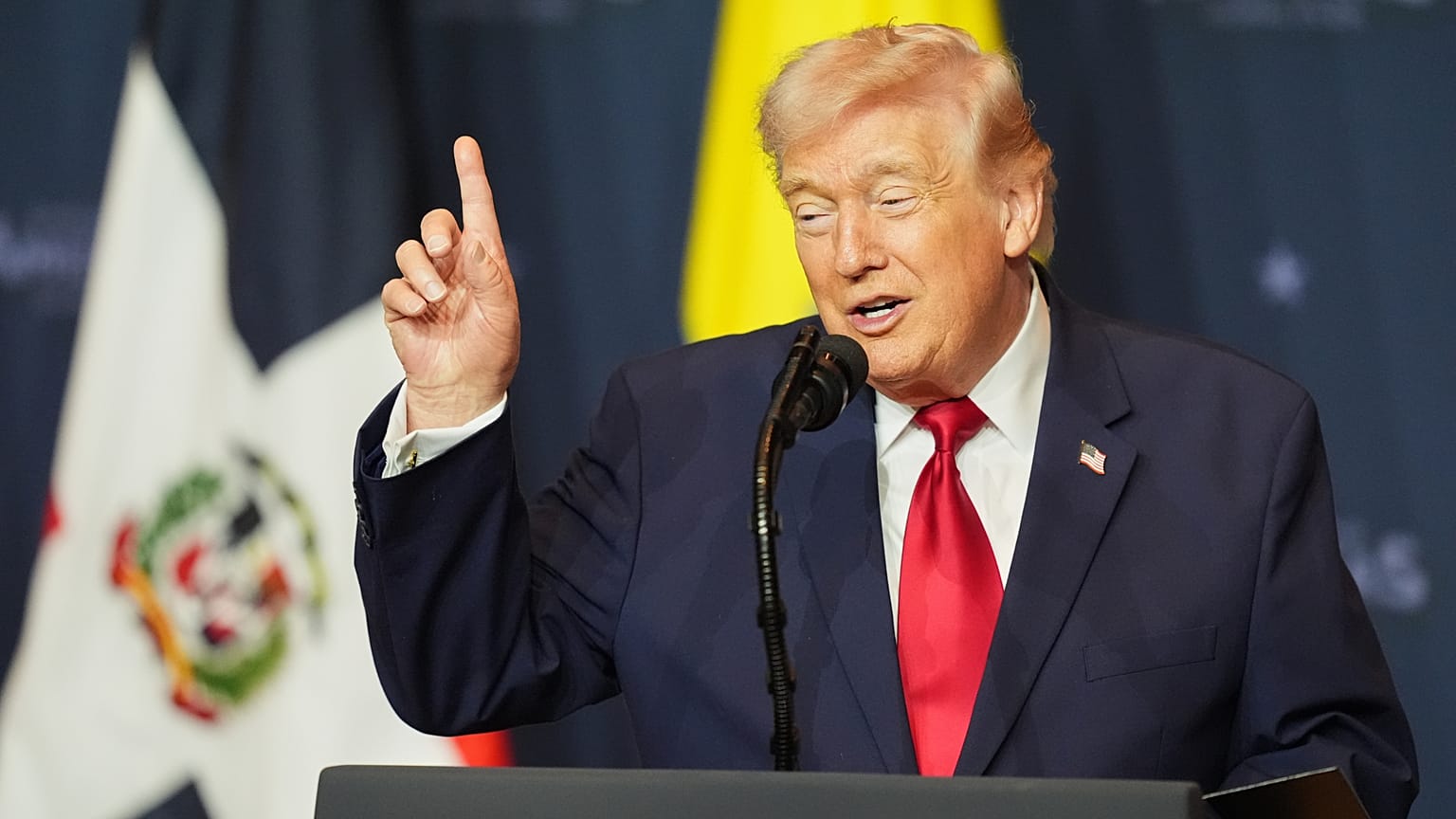 Trump durante la firma de la alianza 'Escudo de las Américas', 7 de marzo de 2026