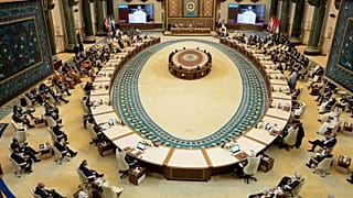 Arab leaders attend the opening session of the 34th Arab League summit in Baghdad, 17 May, 2025