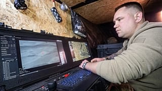 A Ukrainian soldier controls a reconnaissance drone in action in the Kharkiv region, 4 March, 2026