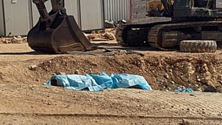 Fragments of a missile fired from Iran and intercepted inside Turkey's airspace by NATO air defences, lie on the ground in in Sahinbey district in south-central Türkiye.