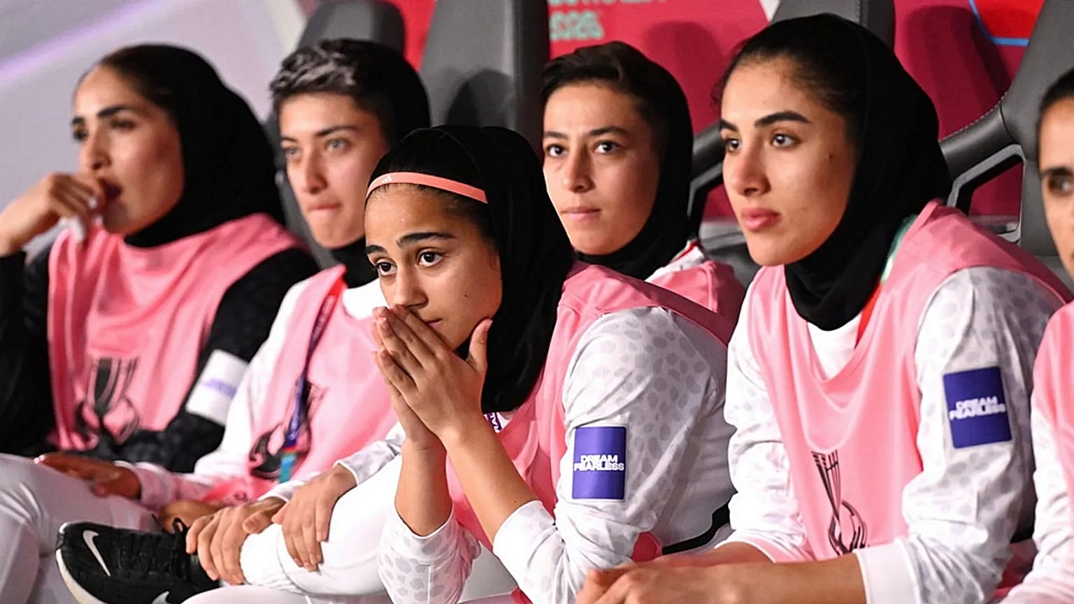 لاعبات المنتخب الإيراني خلال مباراة إيران وكوريا الجنوبية في كأس آسيا للسيدات، غولد كوست – أستراليا، 2 مارس 2026.