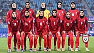 Iranian players pose for a team photo ahead of the Women's Asian Cup soccer match between Iran and the Philippines in Robina, 8 March, 2026