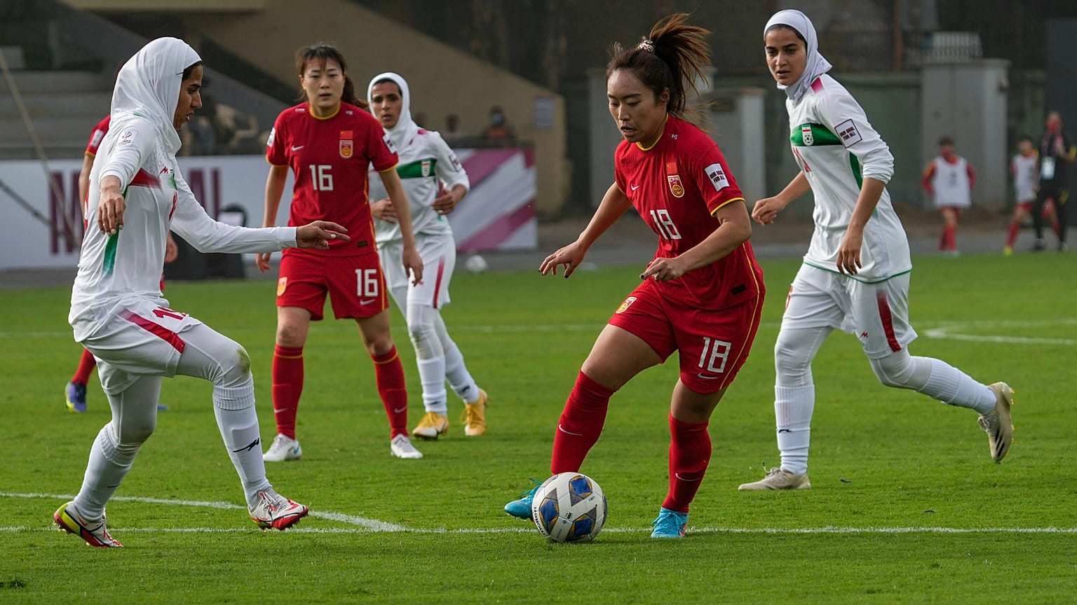 مباراة الصين وإيران في كأس آسيا للسيدات بملعب مومباي في الهند، 23 يناير/كانون الثاني 2022.
