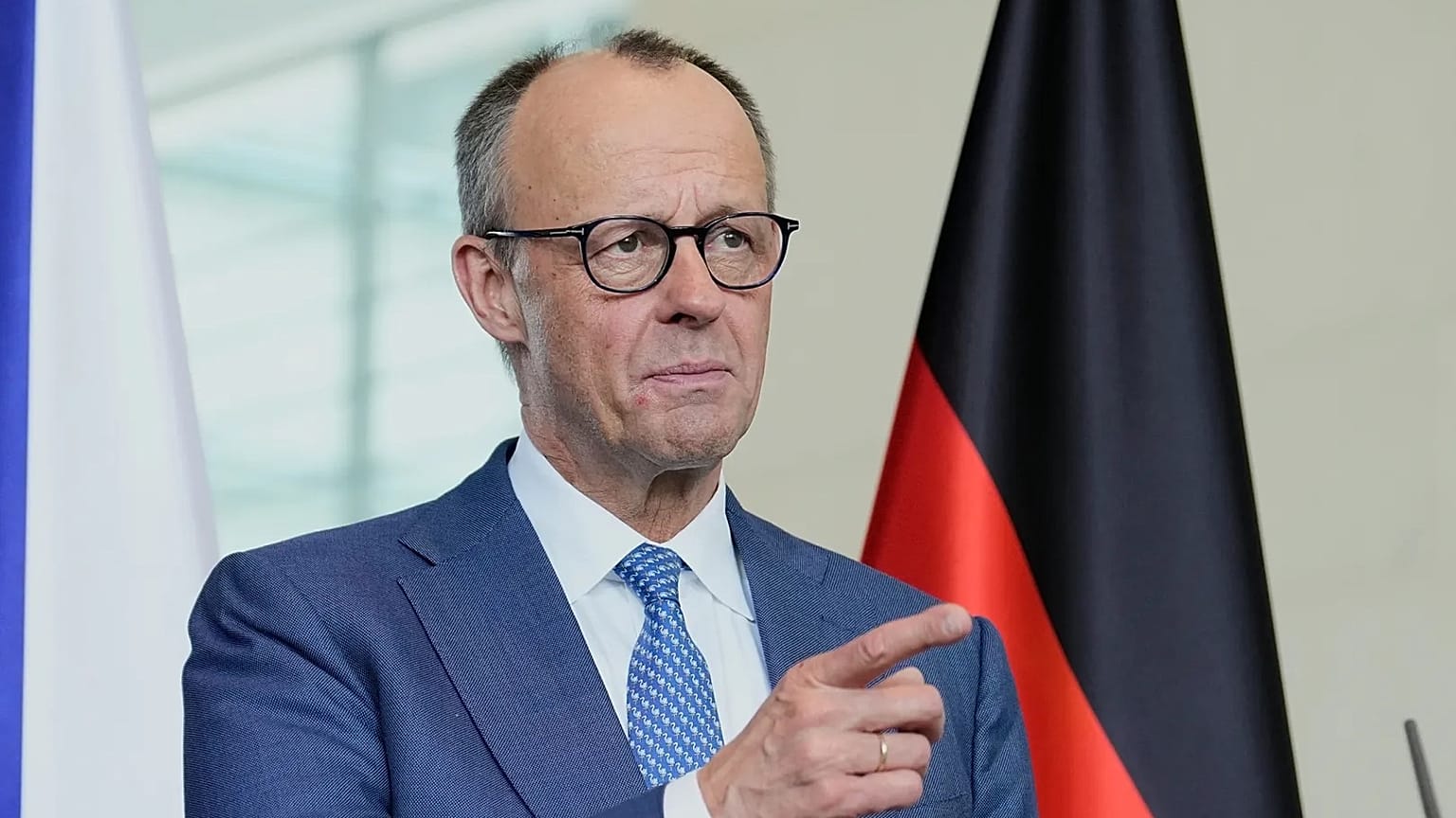 German Chancellor Friedrich Merz attends a press conference in Berlin, Germany, Tuesday, March 10, 2026.