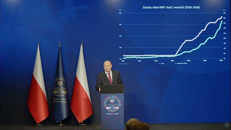 Prezes NBP Adam Glapiński na konferencji prasowej, 11.03.2026