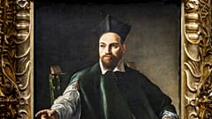 Dieses vom italienischen Kulturministerium veröffentlichte Foto zeigt Caravaggios barockes Gemälde „Porträt des Monsignore Maffeo Barberini“.