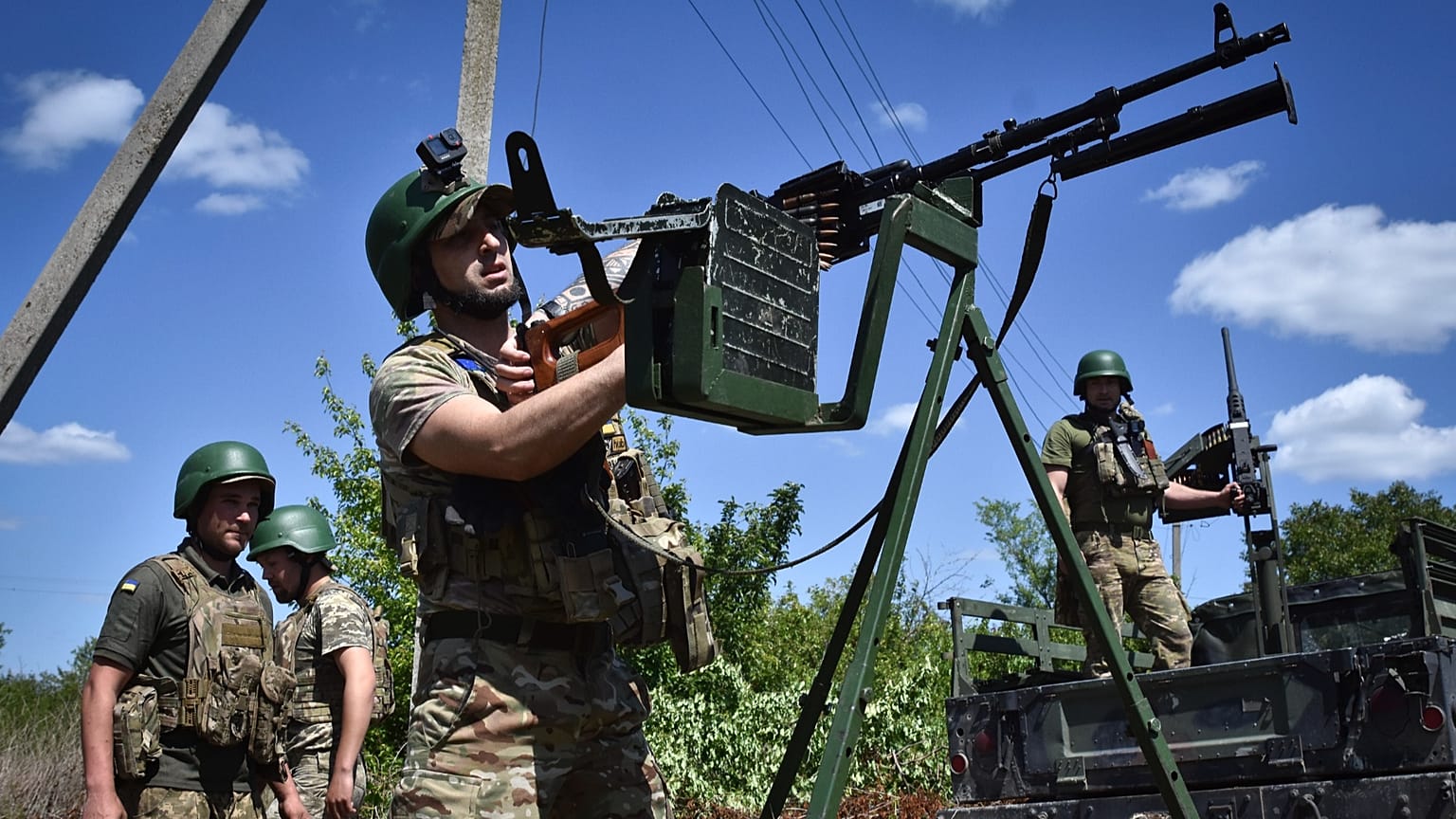 Ukrainische Soldaten der mobilen Luftabwehr-Einheit der 141. separaten Infanteriebrigade, 16. Mai 2024