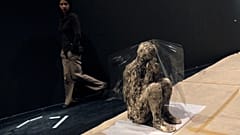 FILE: A conservator glances at a body of a victim who was frozen in its last moment when Mount Vesuvius in Italy erupted in 79 A.D