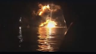 The footage claims to show explosions striking the Safesea Vishnu, a ship flagged in the Marshall Islands, overnight.