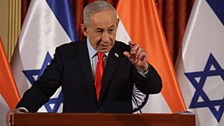 رئيس الوزراء الإسرائيلي بنيامين نتنياهو يتحدث خلال مؤتمر صحفي 