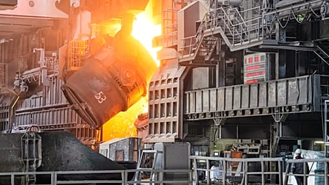 Steel is produced at the thyssenkrupp steel mill in Duisburg, Germany, Wednesday, Nov. 5, 2025