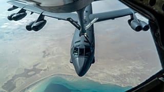 FILE: A US Air Force B-52H “Stratofortress” is refuelled by a KC-135 “Stratotanker” in the US Central Command area of responsibility above Iran, 30 December 2020