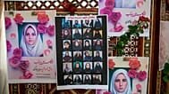 Portraits of school children from the Shajarah Tayyebeh primary school who were killed in an airstrike are shown in Tunis, Tunisia, Thursday 12 March 2026.