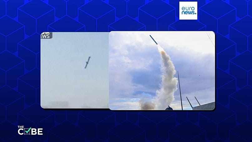 Left: a still from a video showing the strikes using Tomahawk missiles, Right: a Tomahawk missile being fired on 1 March (Source: US Central Command)