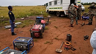 South African soldiers dismantle illegal mining activities near Johannesburg