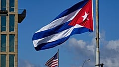 FILE: The Cuban flag flies at the Anti-Imperialist Tribune near the US embassy in Havana, 5 January 2026