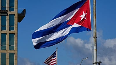 FILE: The Cuban flag flies at the Anti-Imperialist Tribune near the US embassy in Havana, 5 January 2026