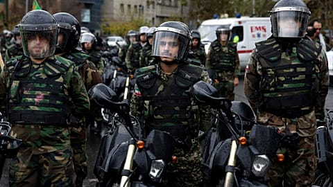 FILE: Iranian Basij paramilitary forces attend a rally marking the 35th anniversary of the force's establishment at Felestin Square in Tehran, 26 November 2014