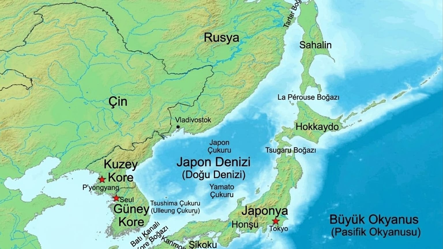 Harita üzerinde Japon Denizi
