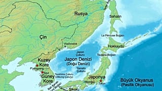Harita üzerinde Japon Denizi