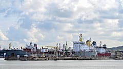 Transport ships and oil tankers wait in the port of Fos-Lavera near Marseille, southern France, Wednesday, March 11, 2026.
